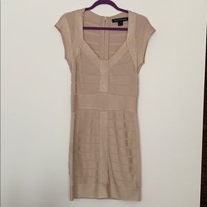 French Connection Gold Bandage Dress
